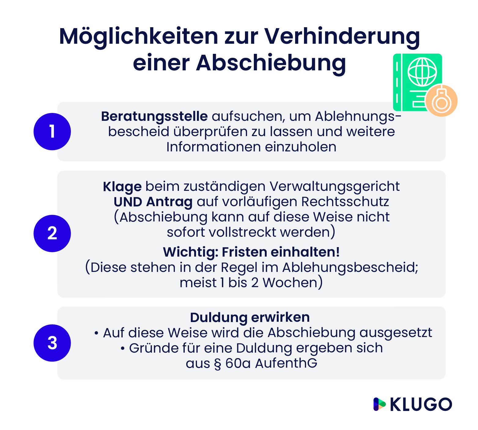 Möglichkeiten zur Verhinderung einer Abschiebung – Infografik