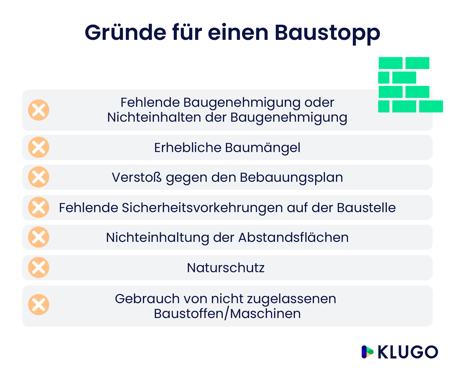 Gründe für einen Baustopp  – Infografik