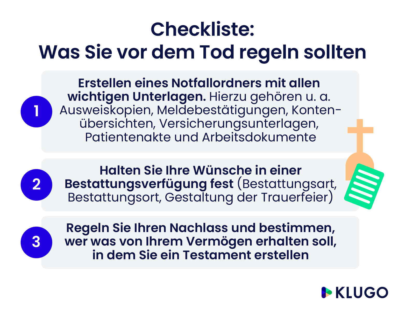 Checkliste: Was Sie vor dem Tod regeln sollten – Infografik