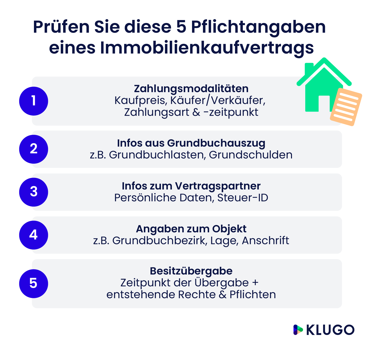 Prüfen Sie diese 5 Pflichtangaben eines Immobilienkaufvertrags  – Infografik