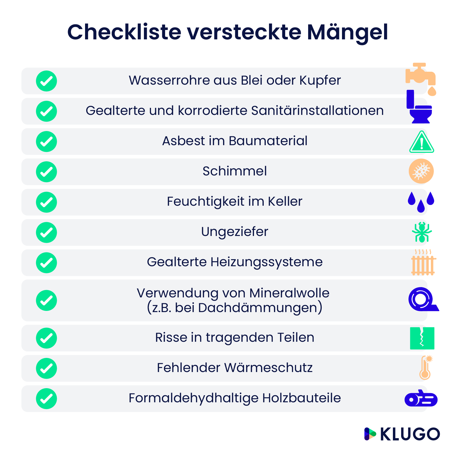 Checkliste versteckte Mängel – Infografik